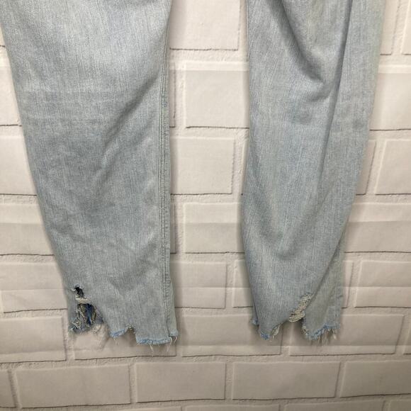 Zara Basic Z1975 Light Wash Pearl Embellished Cropped Ripped Jeans 6/28 - Picture 12 of 12